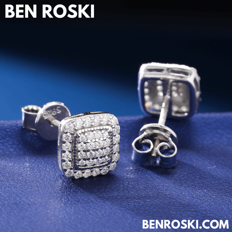 Cushion Cluster Stud Earrings Sterling Silver, Gold, or Rose Gold | VVS Moissanite | GRA Certified