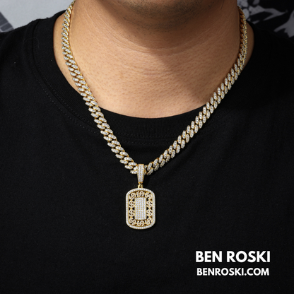 Iced Cuban Frame Pendant Sterling Silver or Gold / Rose Gold Plated | VVS Moissanite | GRA Certified