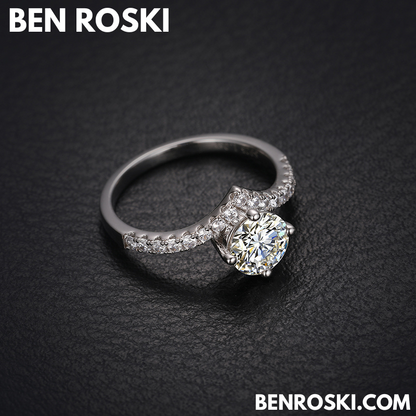 Moissanite Solitaire Halo Ring Sterling  Silver, Gold, or Rose Gold | VVS Moissanite | GRA Certified