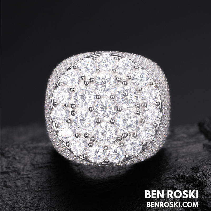 Iced Moissanite Cluster Ring Sterling Silver | VVS1 Moissanite | GRA Certified | Gold & Rose Gold Available