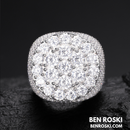 Iced Moissanite Cluster Ring Sterling Silver | VVS1 Moissanite | GRA Certified | Gold & Rose Gold Available