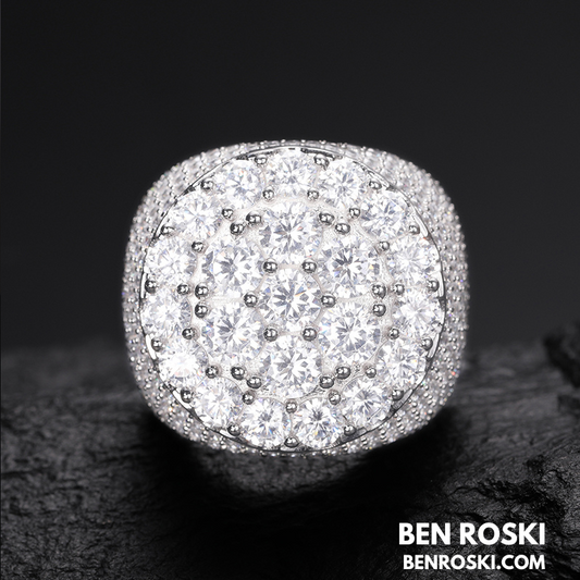 Iced Moissanite Cluster Ring Sterling Silver | VVS1 Moissanite | GRA Certified | Gold & Rose Gold Available