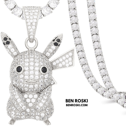Iced-Out Pikachu Moissanite Pendant – Sterling Silver | Gold, Silver & Rose Gold | GRA Certified