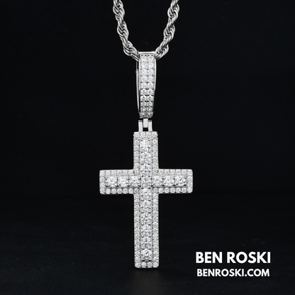 Moissanite Cross Pendant Sterling Silver, Gold & Rose Gold | VVS Moissanite | GRA Certified