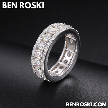 8MM Eternity Band Ring Sterling Silver, Gold & Rose Gold  | VVS Moissanite | GRA Certified |
