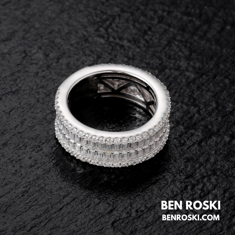 Triple Row Eternity Band Ring Sterling Silver, Gold, or Rose Gold | VVS Moissanite | GRA Certified