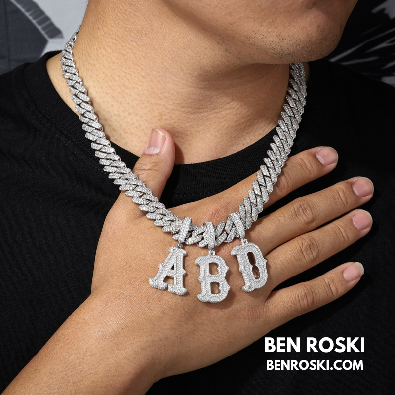 Iced-Out Moissanite Initial Pendant Sterling Silver | Gold, Silver & Rose Gold | VVS Moissanite | GRA Certified