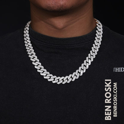 Iced Cuban Link Chain Sterling Silver Multiple Width Options | Moissanite