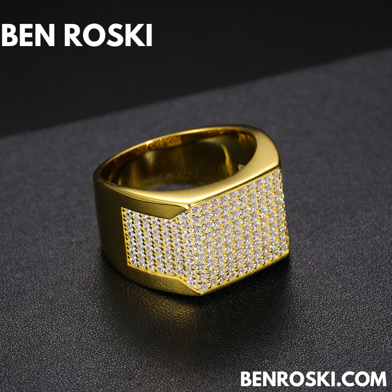 Rectangle Micro-Pavé Moissanite Ring Sterling Silver | Gold & Rose Gold | VVS Moissanite | GRA Certified