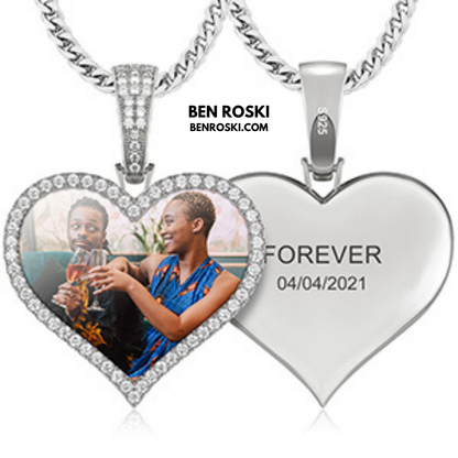 Custom Heart Photo Pendant Sterling Silver, Gold, or Rose Gold | vvs Moissanites | Personalized