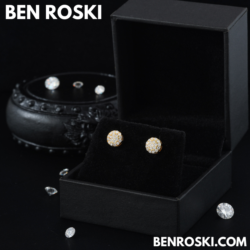 Round Cluster Stud Earrings Sterling Silver with Gold or Rose Gold Plating | VVS Moissanite | GRA Certified