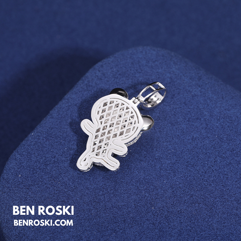 Dancing Teddy Bear Pendant Sterling Silver, Gold & Rose Gold | VVS Moissanite | GRA Certified