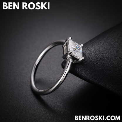 Princess Cut Moissanite Solitaire Ring Sterling Silver, Gold or Rose Gold | VVS Moissanite | GRA Certified