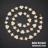 Heart, Star & Diamond Link Moissanite Necklace Sterling Silver, Gold & Rose Gold Options | GRA Certified