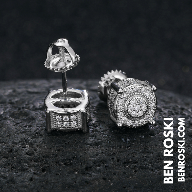 Round Cluster Stud Earrings Sterling Silver, Gold, or Rose Gold | VVS Moissanite | GRA Certified