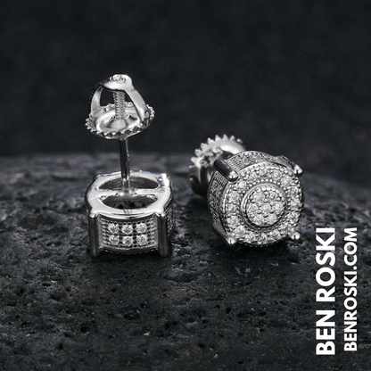 Round Cluster Stud Earrings Sterling Silver, Gold, or Rose Gold | VVS Moissanite | GRA Certified