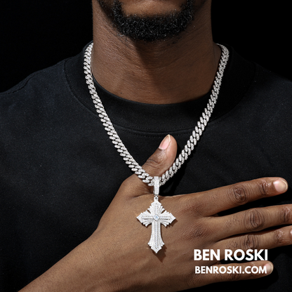 Moissanite Cross Pendant Sterling Silver, Gold, or Rose Gold | VVS Moissanite | GRA Certified