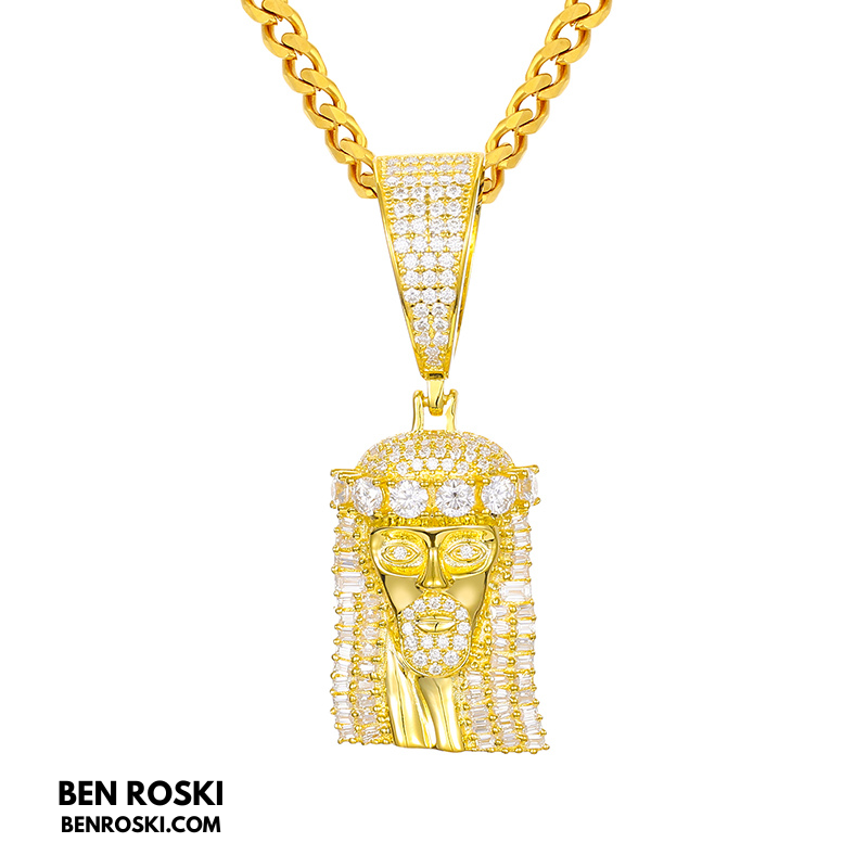 Jesus Face Moissanite Pendant Sterling Silver, Gold, or Rose Gold | VVS Moissanite | GRA Certified