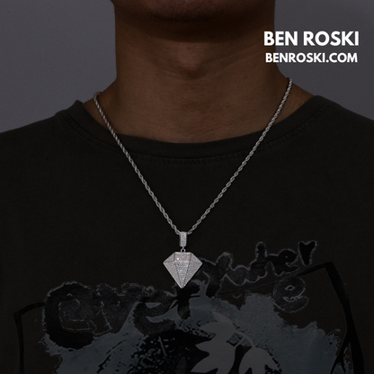 Diamond Shape Moissanite Pendant Sterling Silver, Gold / Rose Gold Plated | GRA Certified