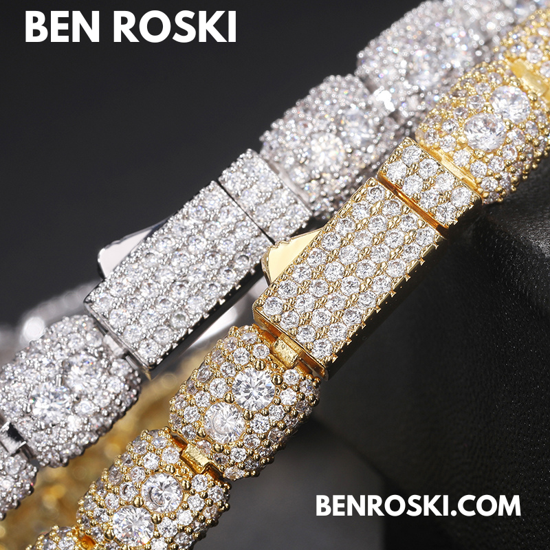 7MM Moissanite Cluster Link Bracelet – 7-Inch & 8-Inch | 925 Sterling Silver | GRA Certified | Gold & Rose Gold Plated