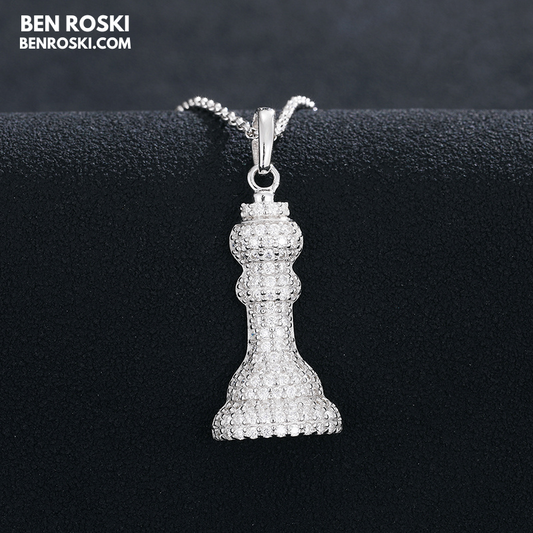 Moissanite Chess Piece Pendant Sterling Silver, Gold, or Rose Gold | VVS1 Moissanite | GRA Certified