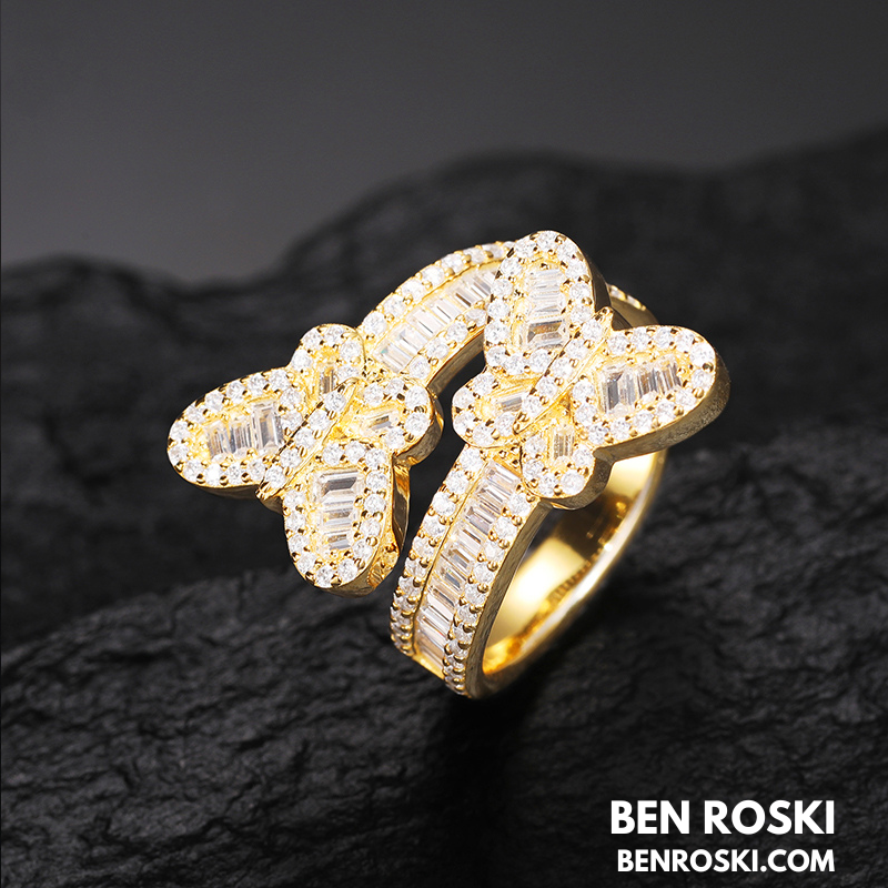 Butterfly Moissanite Ring Sterling Silver, Gold, or Rose Gold | VVS Moissanite | GRA Certified