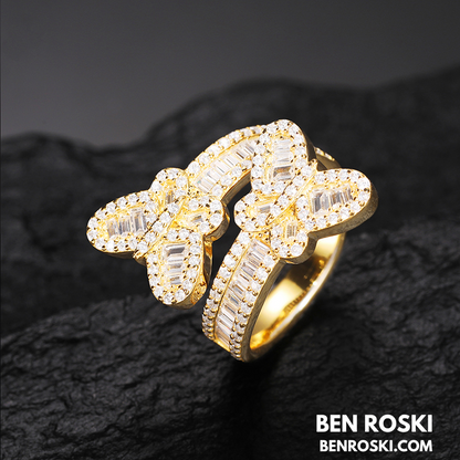 Butterfly Moissanite Ring Sterling Silver, Gold, or Rose Gold | VVS Moissanite | GRA Certified