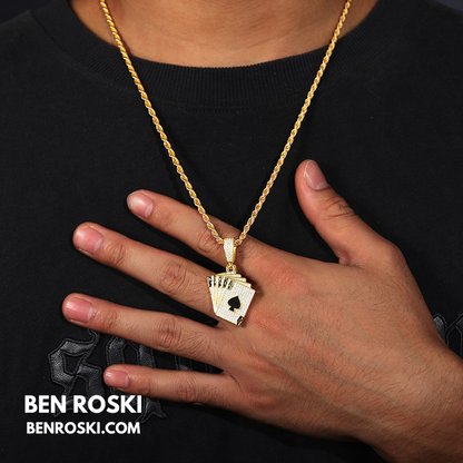 Playing Card Pendant Sterling Silver or Gold/Rose Gold Plated | VVS Moissanite | GRA Certified