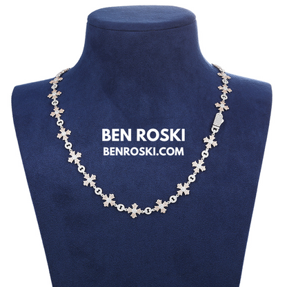 12MM Moissanite Cross Link Chain Sterling Silver, Gold, or Rose Gold | GRA Certified