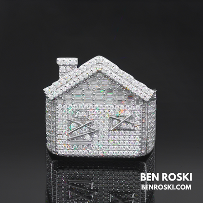 Iced-Out Roman Numeral Mansion Ring Sterling Silver or Gold/Rose Gold Plated | VVS Moissanite | GRA Certified