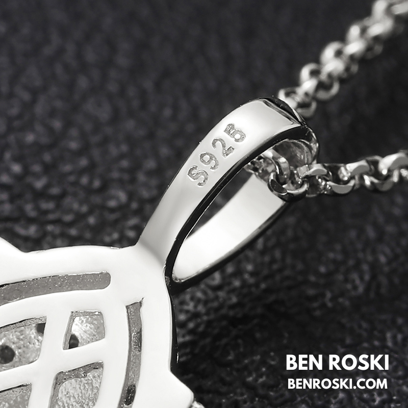 Moissanite Football Pendant Necklace Sterling Silver, Gold, or Rose Gold | VVS Moissanite | GRA Certified