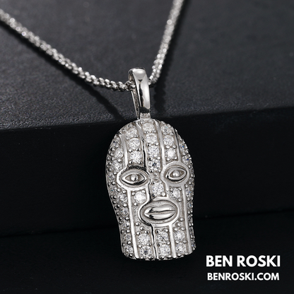 Ski Mask Moissanite Pendant Sterling Silver or Gold/Rose Gold Plated | VVS Moissanite | GRA Certified
