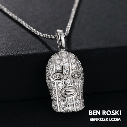 Ski Mask Moissanite Pendant Sterling Silver or Gold/Rose Gold Plated | VVS Moissanite | GRA Certified