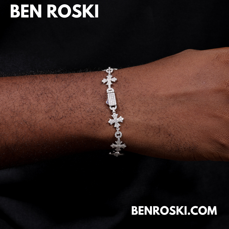 12MM Moissanite Cross Link Bracelet Sterling Silver, Gold, or Rose Gold | GRA Certified