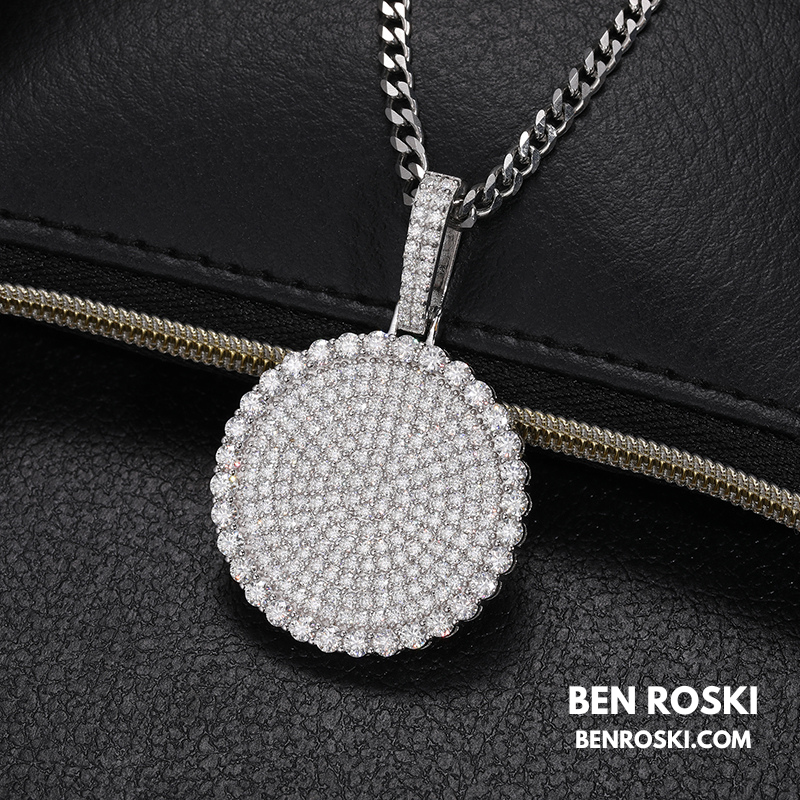 Round Cluster Moissanite Pendant Sterling Silver, Gold & Rose Gold | VVS Moissanite | GRA Certified