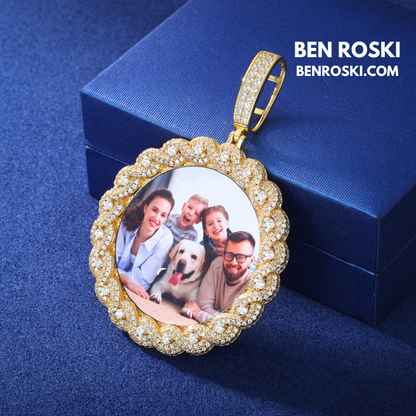 Custom Moissanite Photo Pendant Sterling Silver or Gold/Rose Gold Plated | VVS Moissanite | GRA Certified