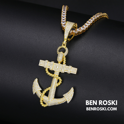 Anchor Pendant Sterling Silver, Gold & Rose Gold | VVS Moissanite | GRA Certified