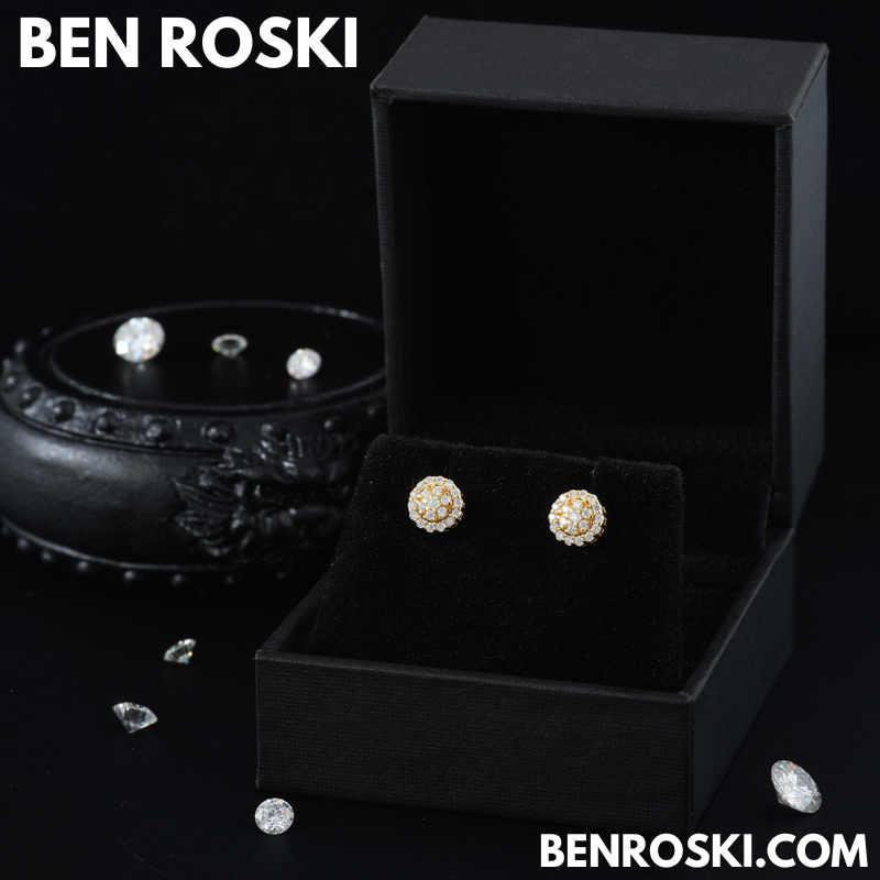 Round Cluster Stud Earrings Sterling Silver or Gold/Rose Gold Plated | VVS Moissanite | GRA Certified