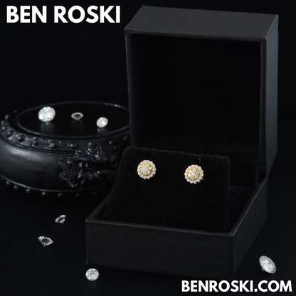 Round Cluster Stud Earrings Sterling Silver or Gold/Rose Gold Plated | VVS Moissanite | GRA Certified