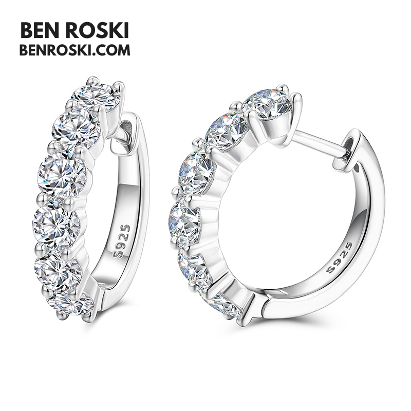 Hoop Earrings Sterling Silver, Gold, or Rose Gold | VVS Moissanite | GRA Certified