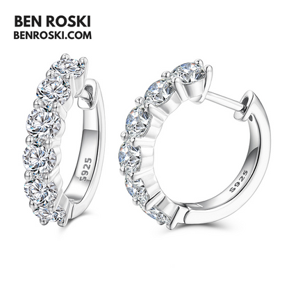 Hoop Earrings Sterling Silver, Gold, or Rose Gold | VVS Moissanite | GRA Certified