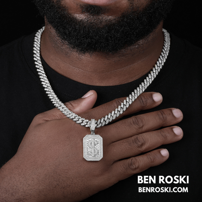 Iced-Out Dollar Sign Pendant sterling Silver or Gold Plated | VVS Moissanite | GRA Certified