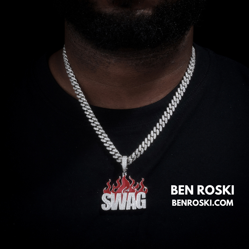 SWAG Flame Pendant Sterling Silver or Gold/Rose Gold Plated | VVS Moissanite | GRA Certified