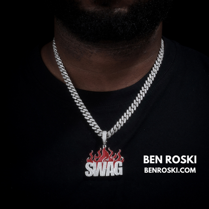 SWAG Flame Pendant Sterling Silver or Gold/Rose Gold Plated | VVS Moissanite | GRA Certified