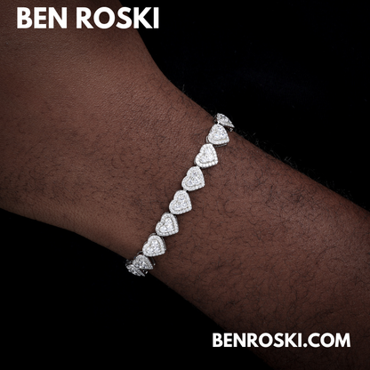 8MM Heart Moissanite Bracelet Sterling Silver, Gold, or Rose Gold | GRA Certified