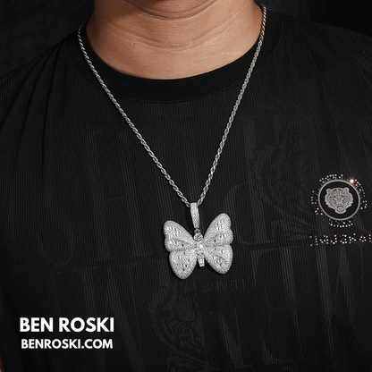 Butterfly Pendant Sterling Silver or Gold / Rose Gold Plated | VVS Moissanite | GRA Certified