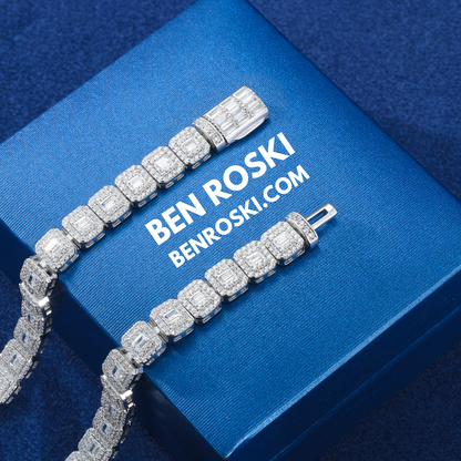 Square Moissanite Cluster Bracelet Sterling Silver | Gold & Rose Gold Plated | GRA Certified