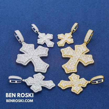 Moissanite Cross Pendant Sterling Silver or Gold & Rose Gold Plated | VVS Moissanite | GRA Certified