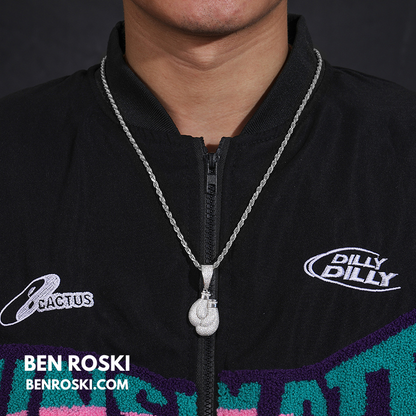 Boxing Gloves Pendant Sterling Silver, Gold & Rose Gold | VVS Moissanite | GRA Certified