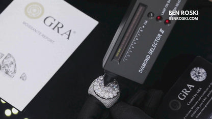 Iced Moissanite Cluster Ring Sterling Silver | VVS1 Moissanite | GRA Certified | Gold & Rose Gold Available